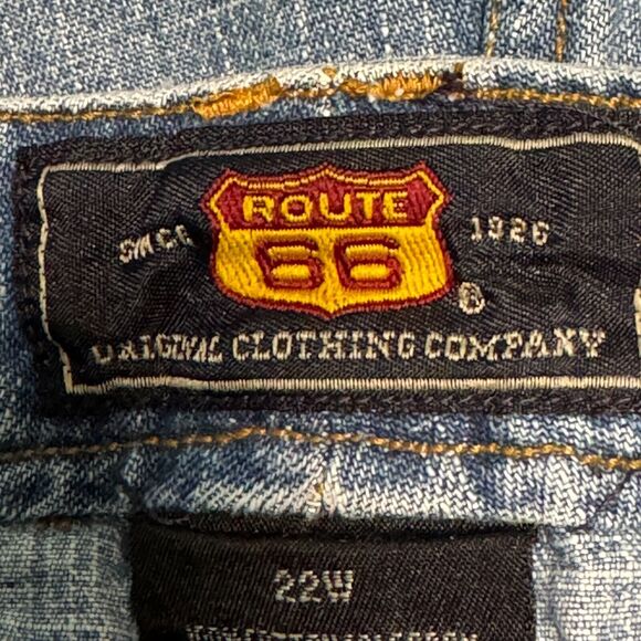 Route 66 Capri Womens 22W Blue Denim Button Fly Y2K Raw Hem Made in Russia Vntg - Picture 12 of 16